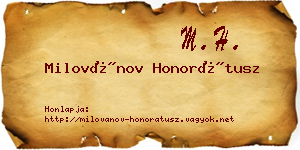 Milovánov Honorátusz névjegykártya